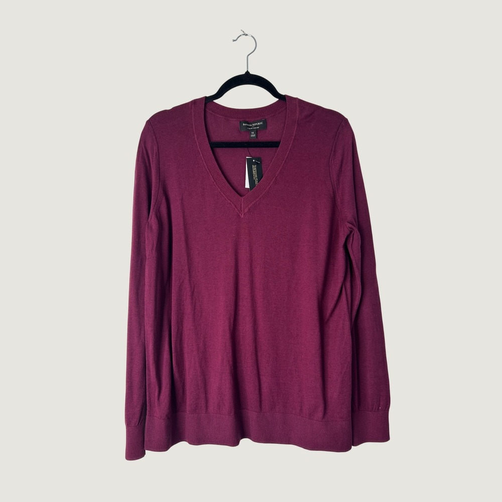 Banana Republic Sweater Womens XL Burgundy Forever Yarn Cotton Blend Capsule